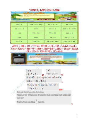 Đề thi violympic môn Toán Khối 3 - Vòng 8 - Năm học 2014-2015